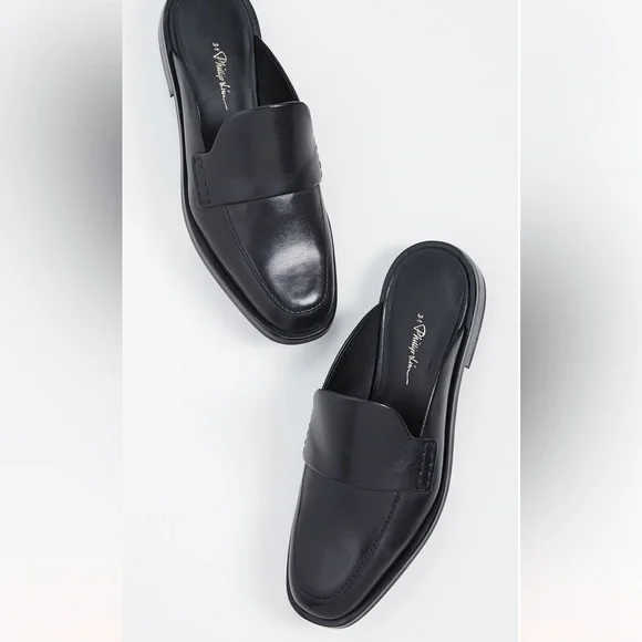 3.1 Phillip Lim Alexa Flat Mules in Black Leather - Picture 2 of 12